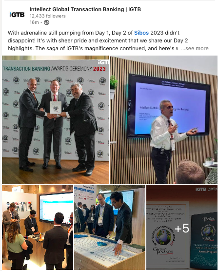 iGTB Sibos 2023 Linkedin Post